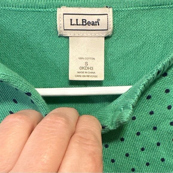 LL Bean Women's Green Cardigan Sweater Polka Dots Size Small - Picture 3 of 4
